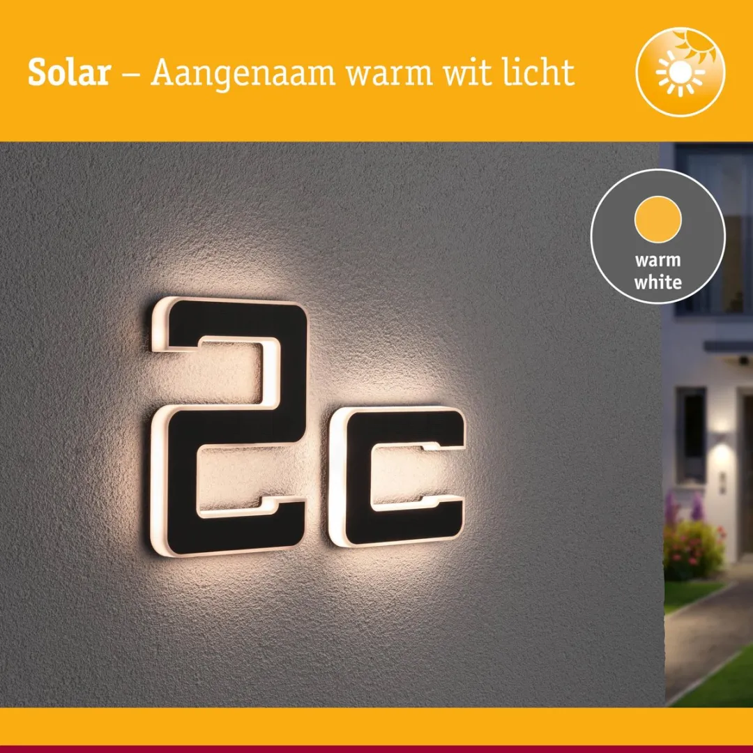 Paulmann Solar LED-Huisnummerverlichting Letter C - 3000K 6lm - Zwart - afbeelding 6 van 6