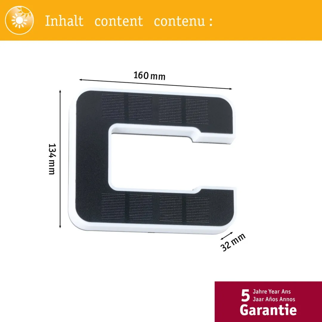 Paulmann Solar LED-Huisnummerverlichting Letter C - 3000K 6lm - Zwart
