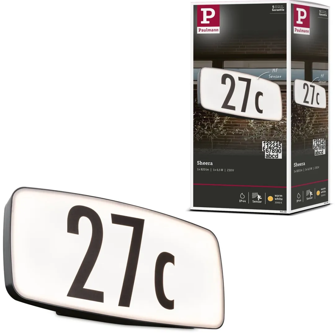 Paulmann Sheera LED Huisnummerverlichting Schemersensor