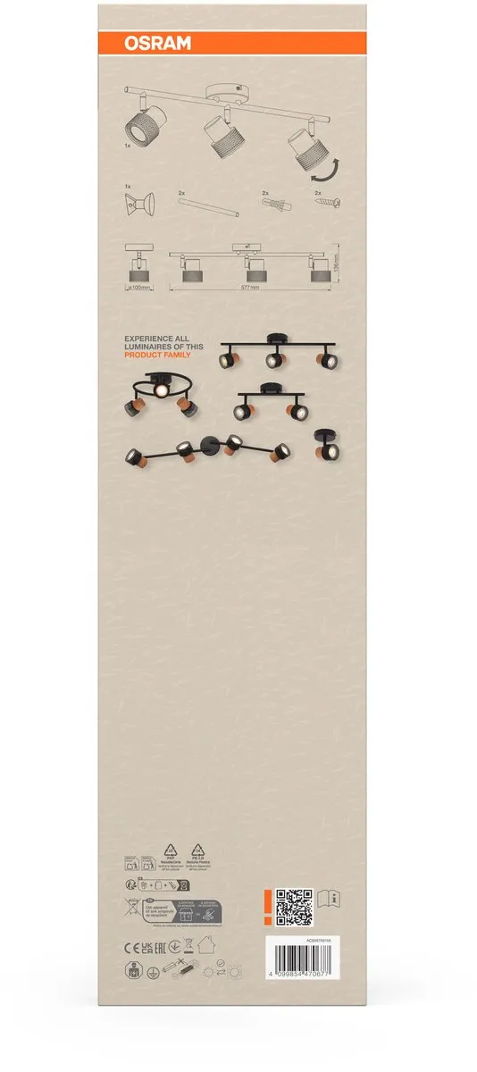 Osram Decor Spot Cork GU10 - 3x3,4W 690lm Zwart - afbeelding 6 van 6