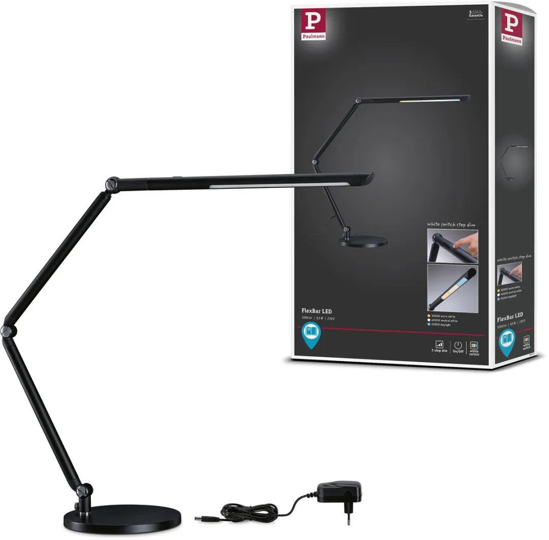Paulmann LED-bureaulamp FlexBar 700lm 9,5W - Zwart
