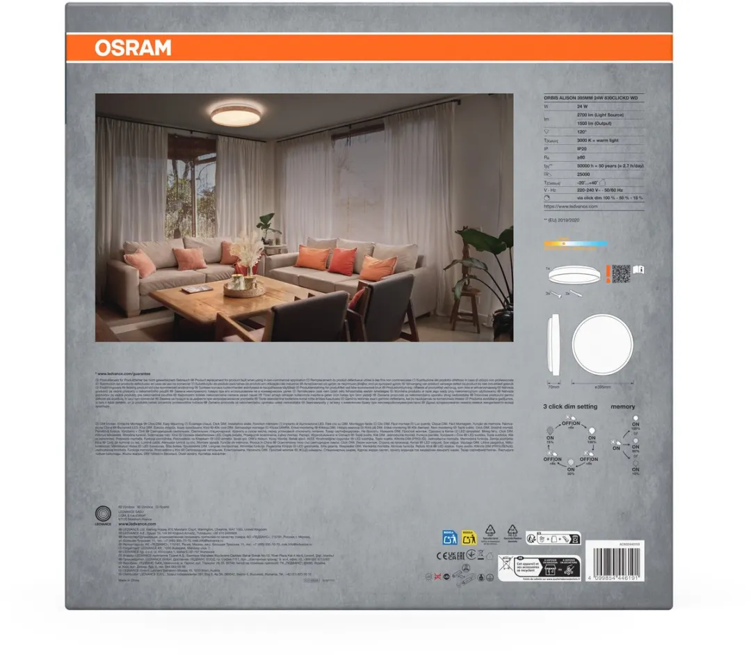 Osram Orbis Alison Wandlamp 24W 1500lm - 395mm Houten Decor