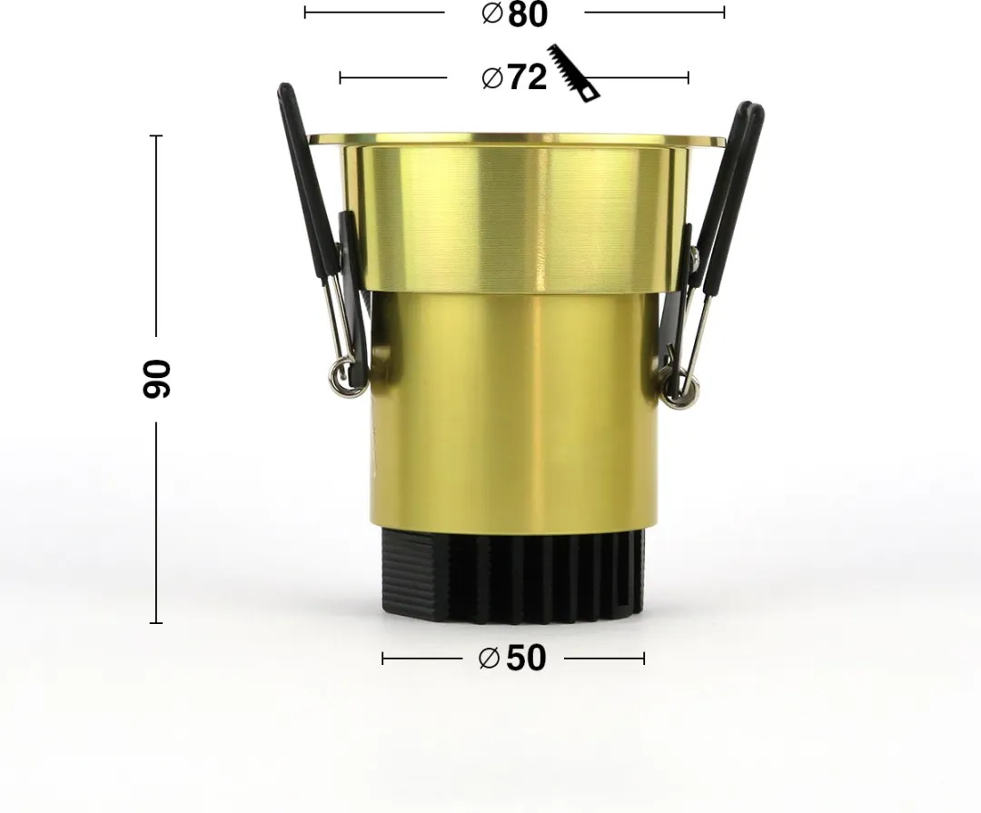 2X Gouden LED Inbouwspot - 5W - 3000K Warm Wit - ⌀80mm - Anti glare - Hoogwaardig Aluminium - Energiezuinig & Duurzaam