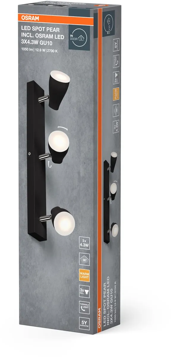 Osram LED Spot Pear Plafondspot 12,9W 630lm GU10 - Zwart