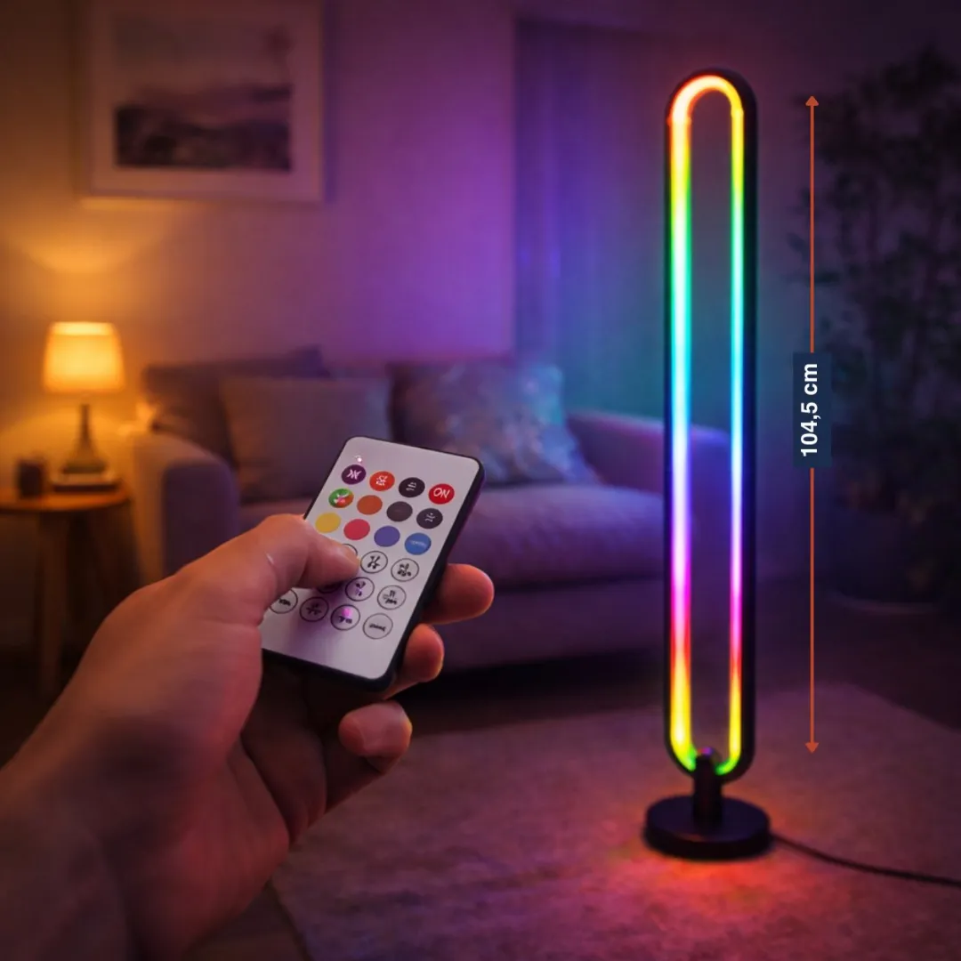 Grundig RGB Vloerlamp 104,5cm - LED met afstandsbediening - 120 lichtpunten - Zwart