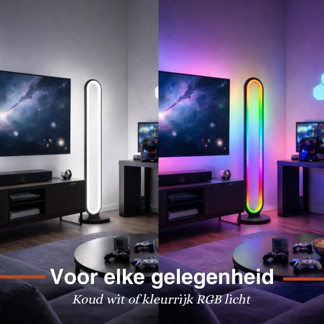 Grundig RGB Vloerlamp 104,5cm - LED met afstandsbediening - 120 lichtpunten - Zwart