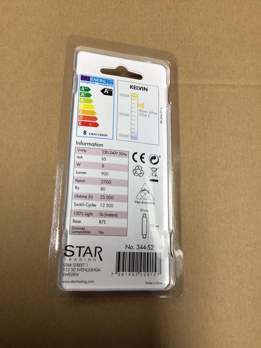 Star Trading Staaflamp R7S 8W - Extra Warm Wit - Mat Glas