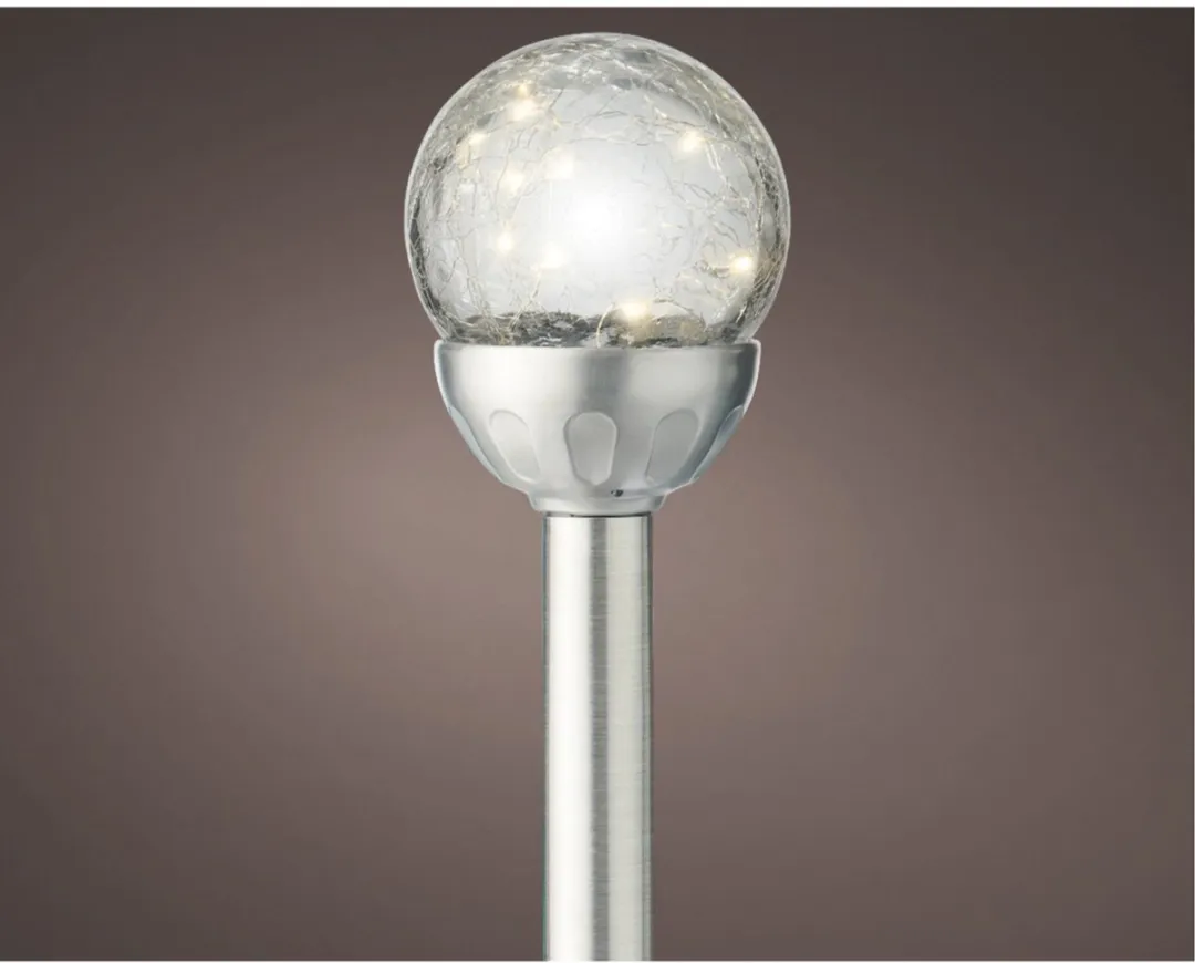 Lumineo Solar LED Stekerbol 6x - 10 LED - 30cm - Zilver - afbeelding 2 van 6