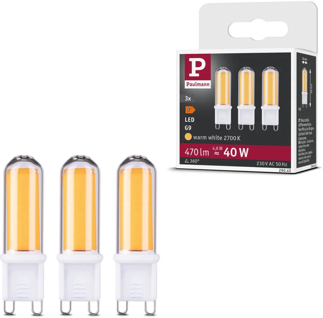 Paulmann LED Stiftfitting G9 Set 3x4,6W 2700K