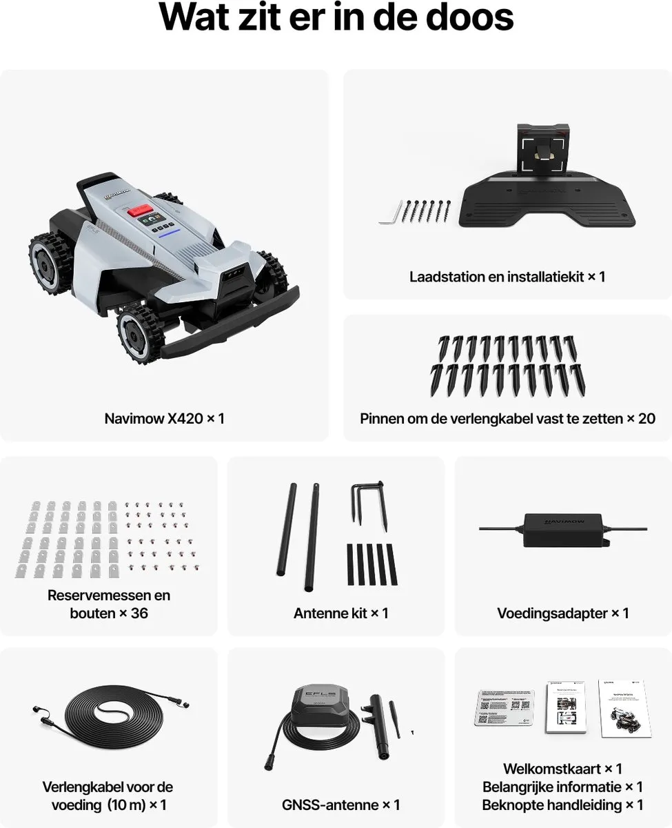 Segway Navimow X450 - nRTK+Vision - Robotgrasmaaier - Zonder Grensdraad & Zonder Antenne - Navigatie Zonder Satellieten - 5000m² - 84% Helling - AI Obstakelvermijding - Apple Find My - Super Stil 68dB - 3 Jaar Garantie