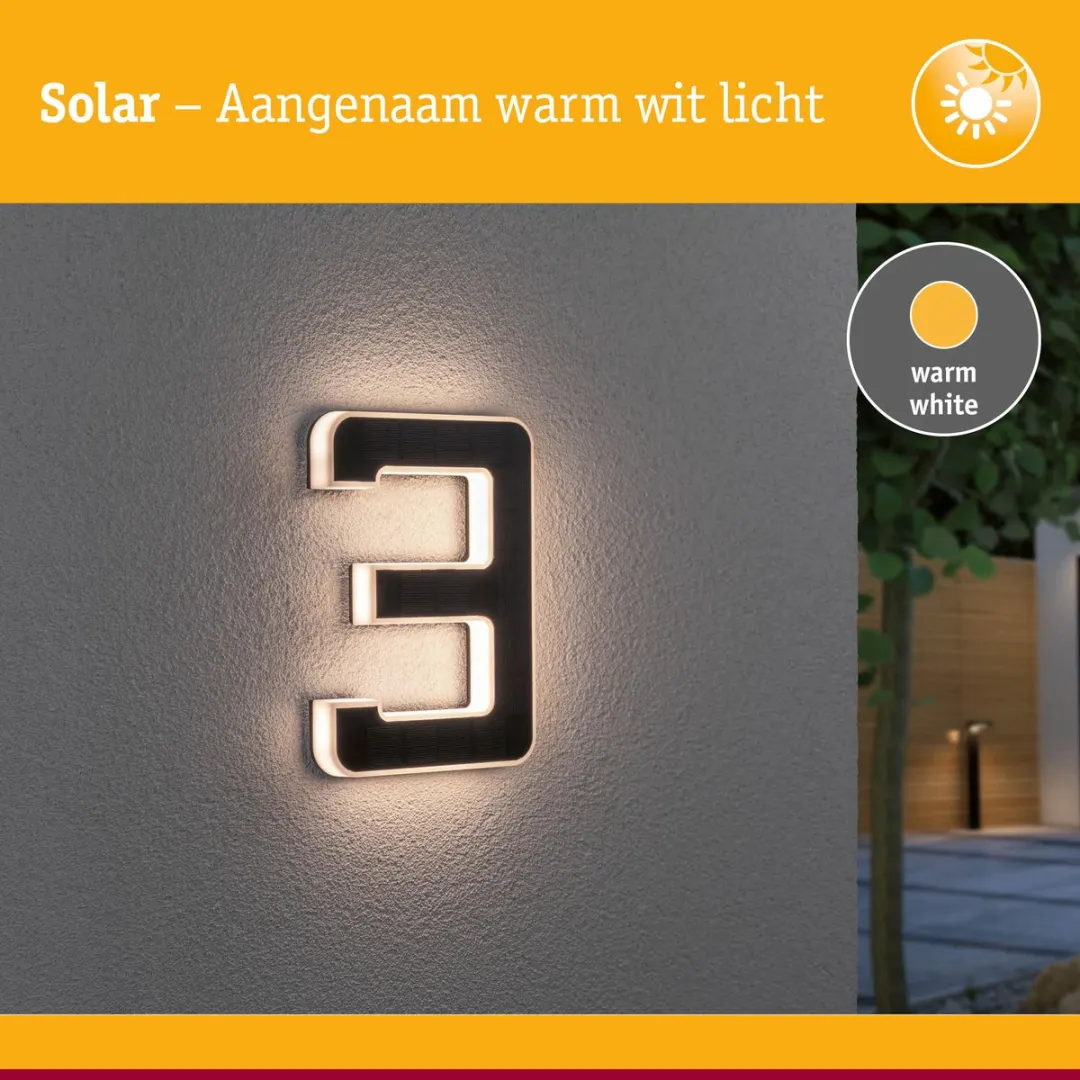 Paulmann Solar LED Huisnummerverlichting 3000K 6lm - Zwart - afbeelding 6 van 6