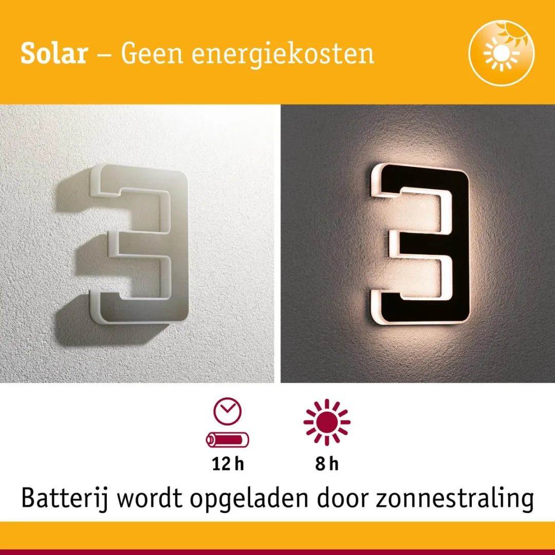Paulmann Solar LED Huisnummerverlichting 3000K 6lm - Zwart