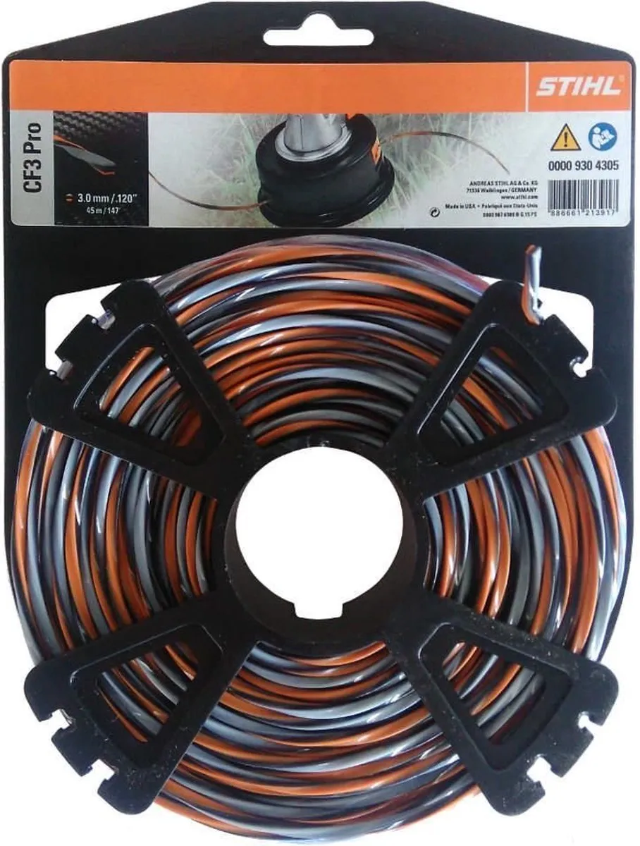 Stihl CF3 PRO Maaidraad 3,0mm x 45m - Oranje/Zwart/Grijs