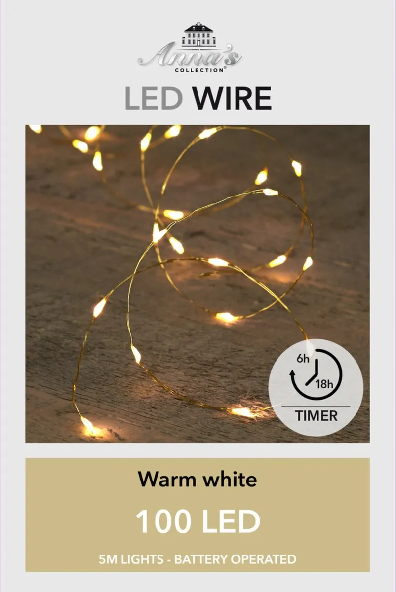 Anna's Collection Draadverlichting 100 LED Warm Wit - 500cm Goud