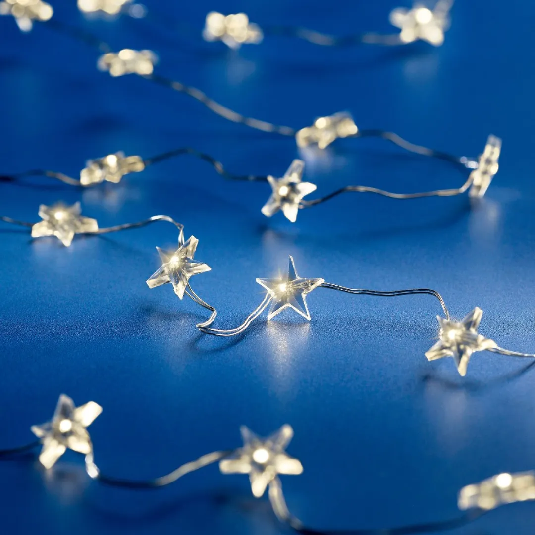 Lumineo Micro LED Sterrenstring 20 LEDs - 95cm - Zilverkleur