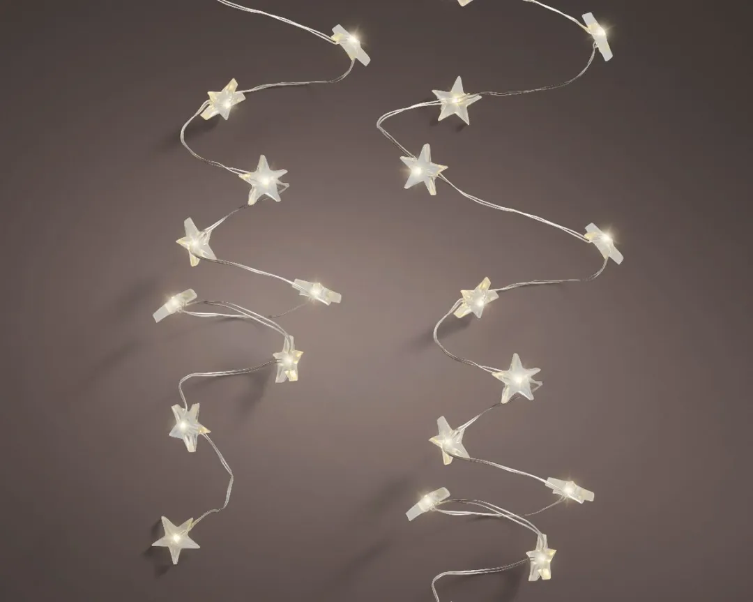 Lumineo Micro LED Sterrenstring 20 LEDs - 95cm - Zilverkleur