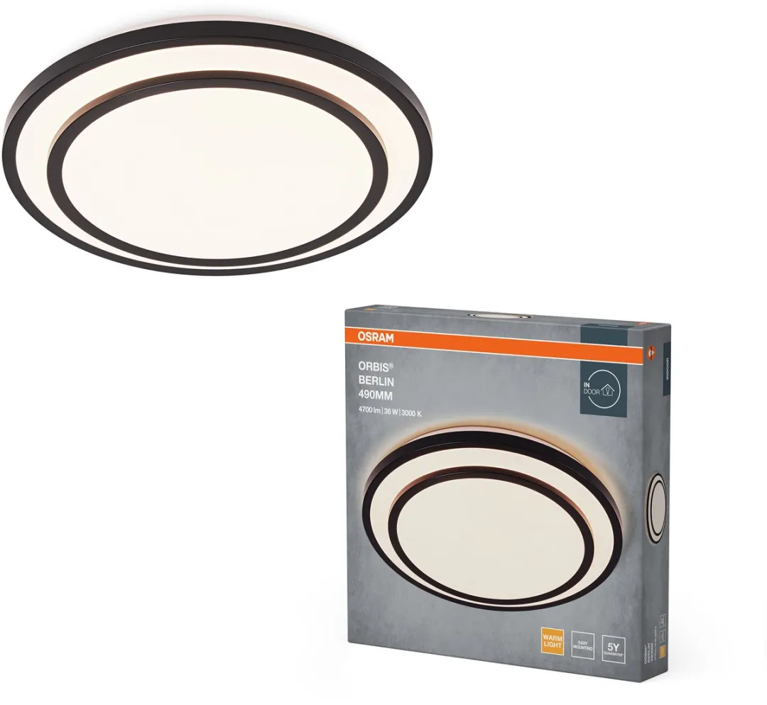 Osram Orbis Berlin LED Plafondlamp 490mm - 36W 4150lm - Zwart