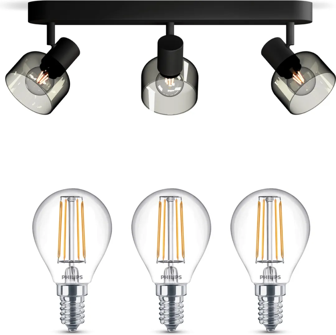 Philips Sleet Opbouwspot 3x E14 Warmwit - Zwart