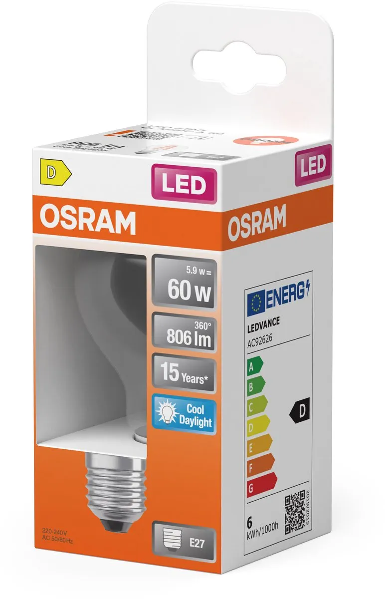 Osram LED-lamp A60 Stervorm Filament 5,9W E27 806lm - Helder