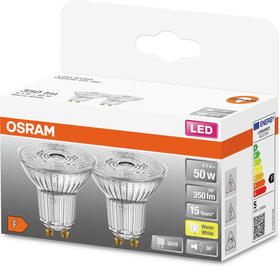 Osram LED Spot GU10 4.3W Warm Wit 2700K