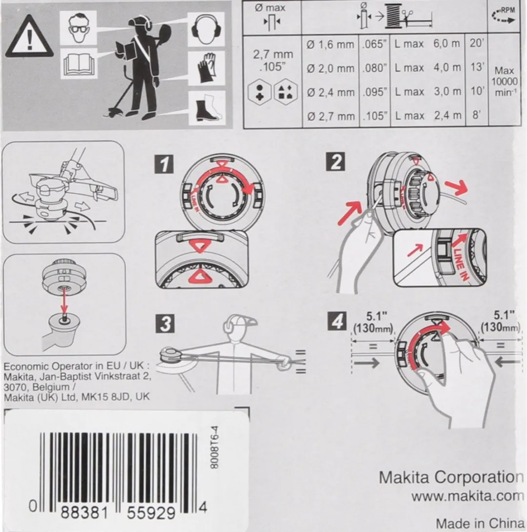 Makita 191D91-7 2-draads Tap&Go Kop 2,0mm - Grastrimmer