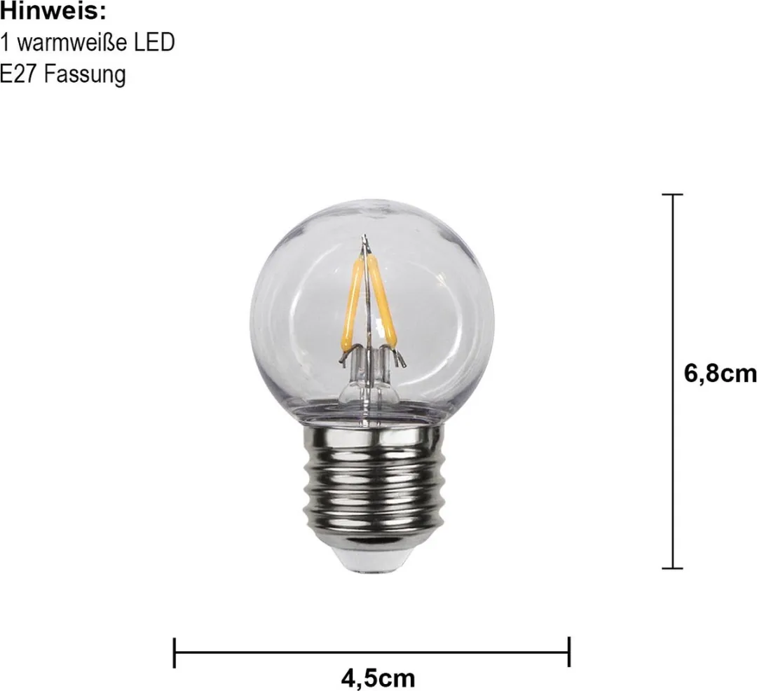 Star Trading Prikkabel Kogellamp E27 1.4W Extra Warm Wit