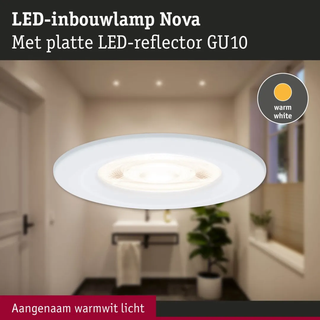 Paulmann Nova GU10 LED-inbouwlamp 4,9W 550lm IP44 - Wit mat