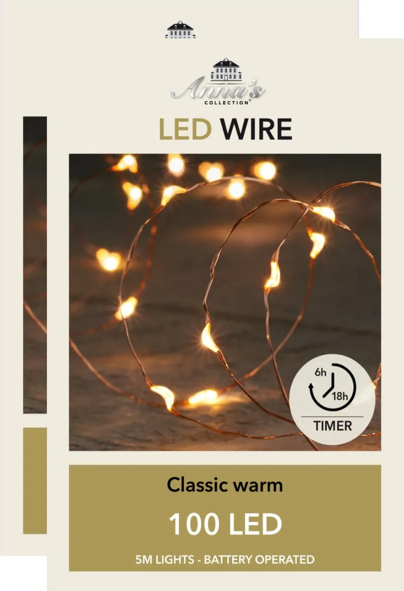 Anna's Collection Lichtsnoer 2x100 LED Warm Wit Koper