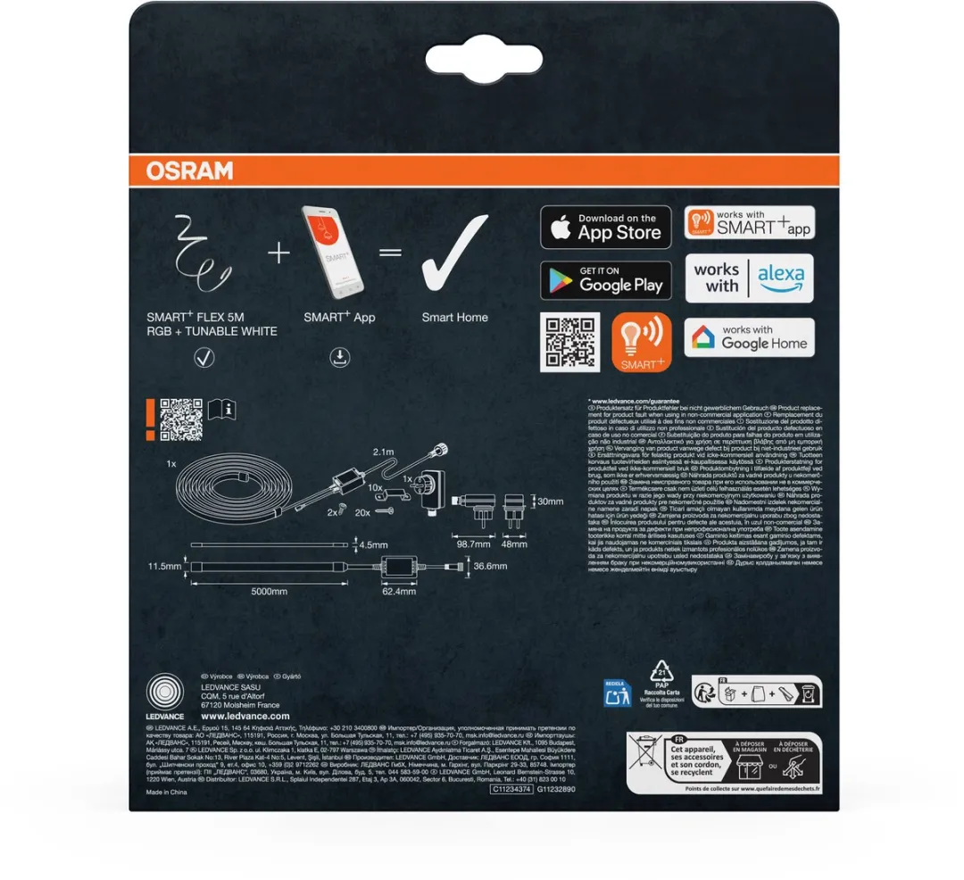 Osram Smart+ WIFI Outdoor Flex LED Strip 5m RGBW - 14W 850lm IP44