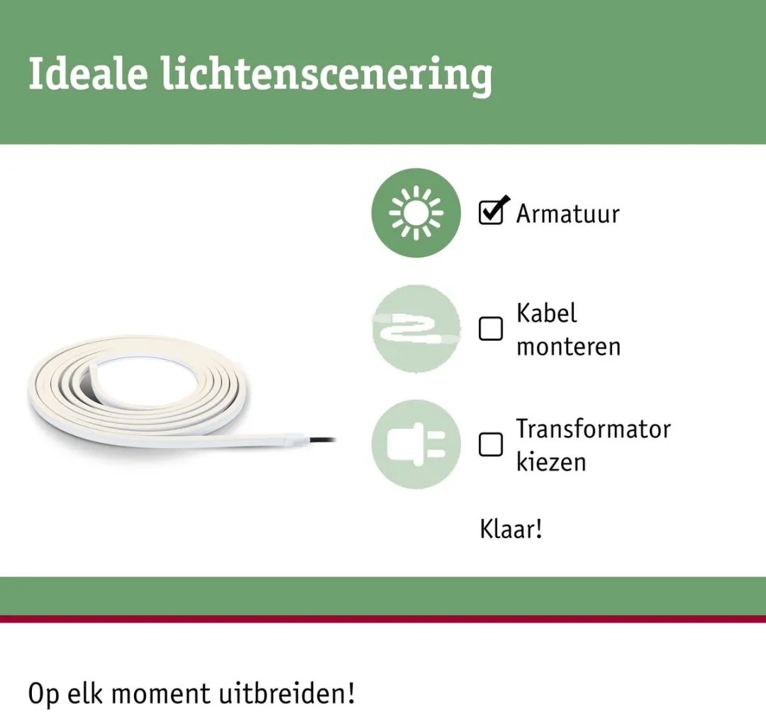 Plug & Shine LED Strip Smooth Afzonderlijke strip IP68 3000K 26W Wit