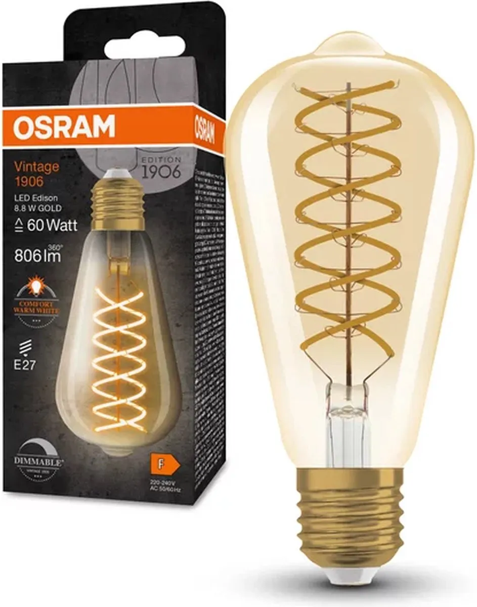 Osram Vintage 1906 Edison E27 8.8W 806lm - Zeer Warm Wit - afbeelding 6 van 6