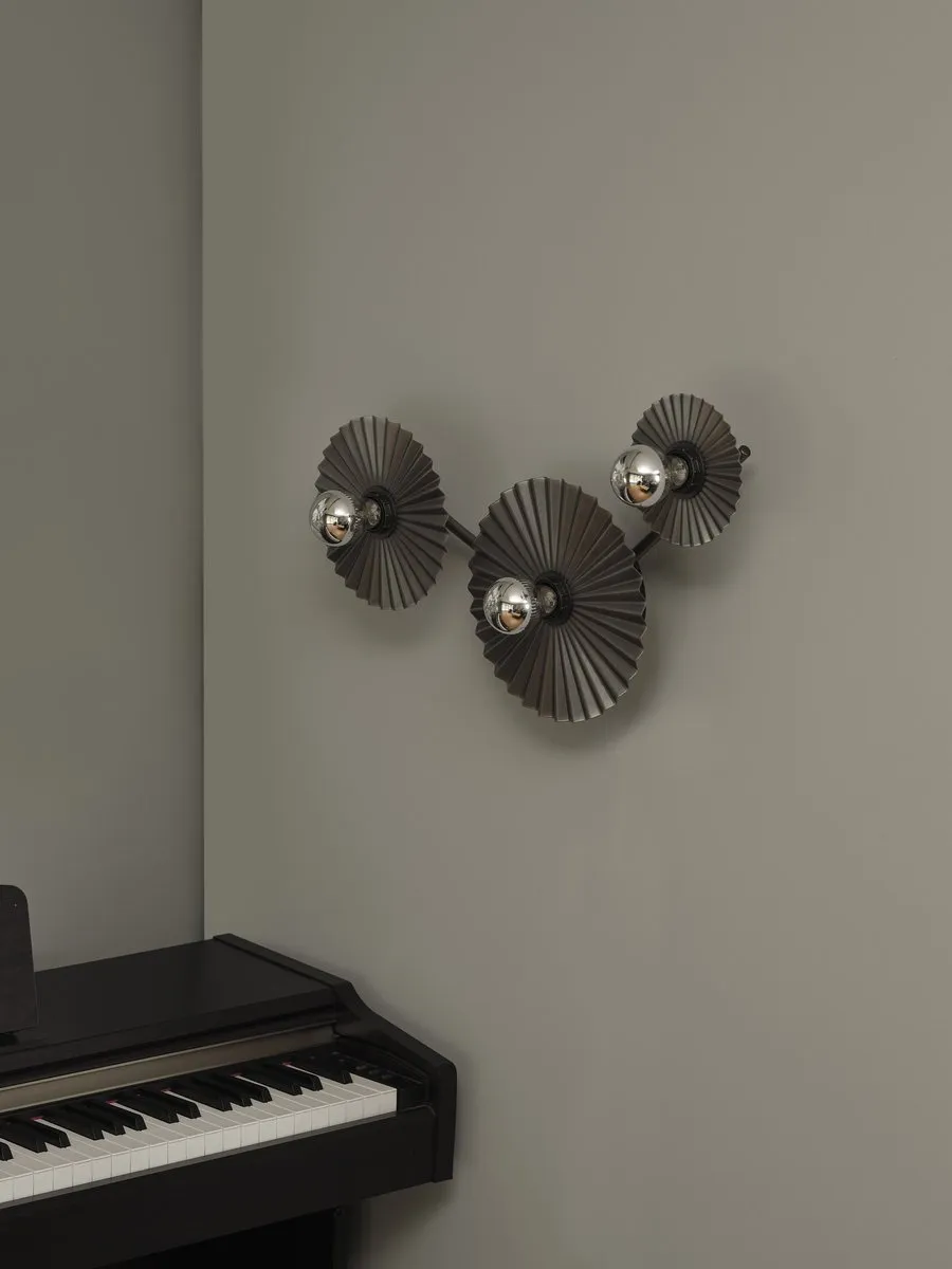 Osram Decor Plisse Wandlamp 3xE27 - Donkergrijs
