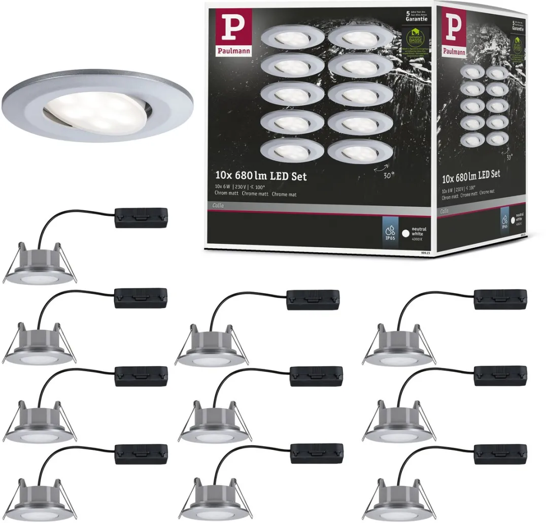 Paulmann Calla LED-inbouwlamp Basisset 10x6W 530lm 90mm - Chroom mat