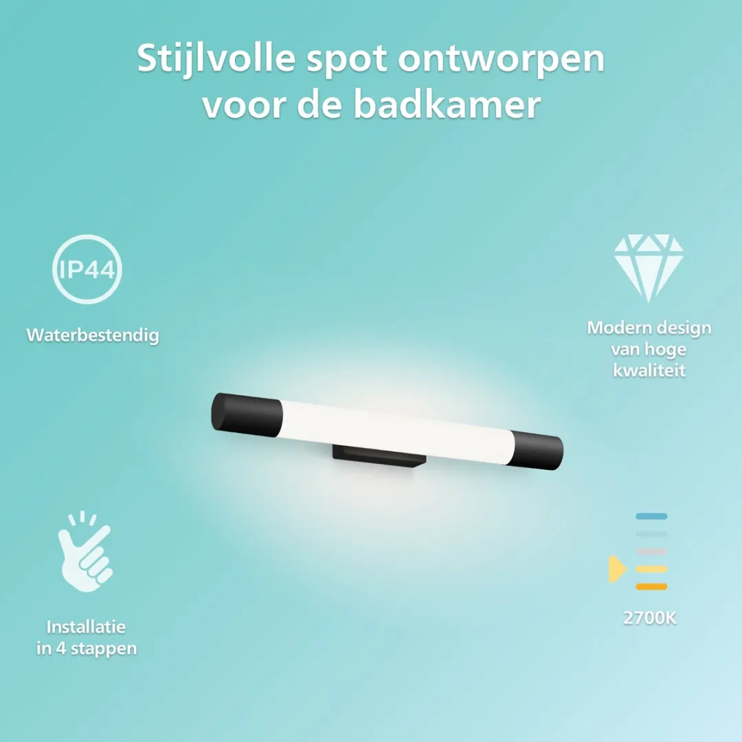 Philips Rover Spiegelverlichting 5W IP44 - Zwart
