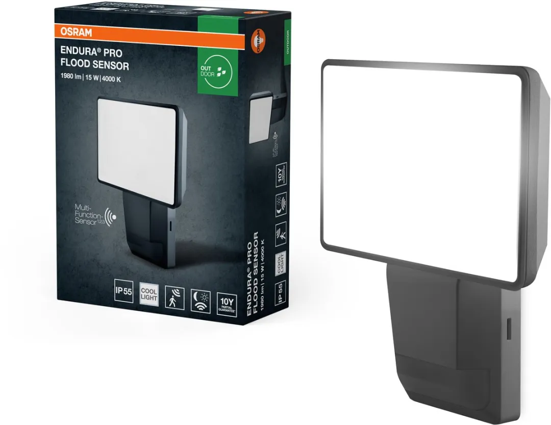 Osram Endura Pro Flood Sensor 15W 4000K - Donkergrijs
