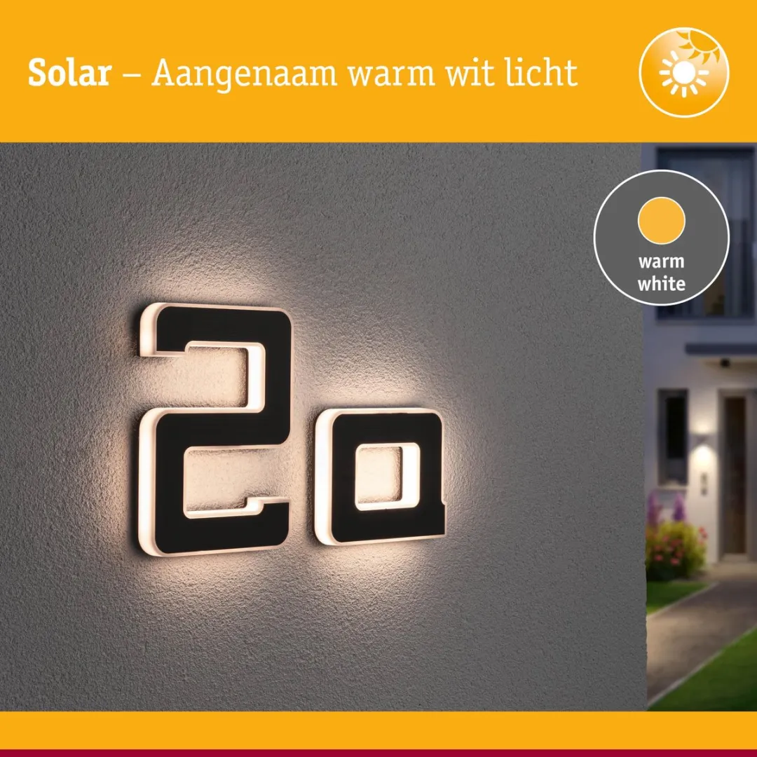 Paulmann Solar LED Huisnummerverlichting Letter A - 3000K 6lm - Zwart - afbeelding 6 van 6