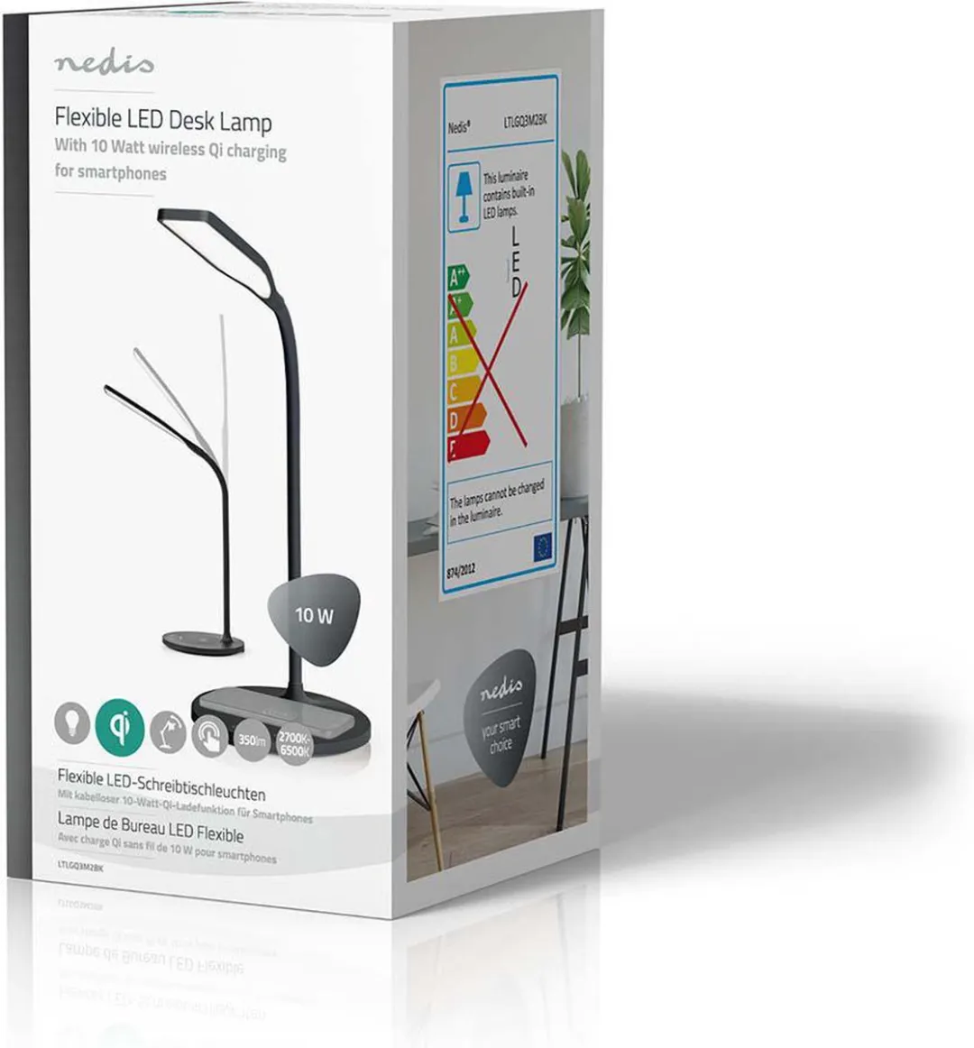 Nedis Bureaulamp met Draadloze Oplader - Zwart - afbeelding 6 van 6