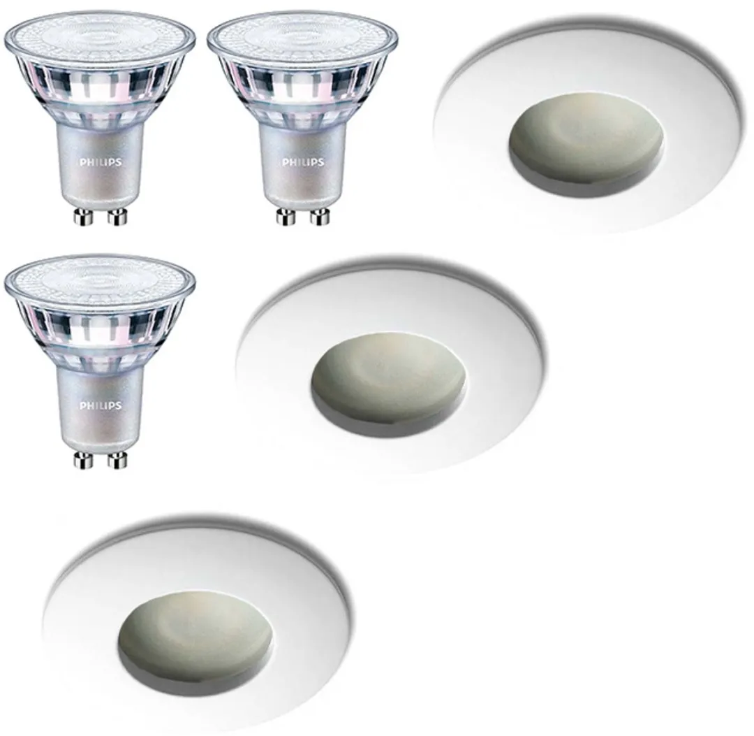 Lybardo Inbouwspots Badkamer 3-pack - Philips GU10 3.5W Warmwit