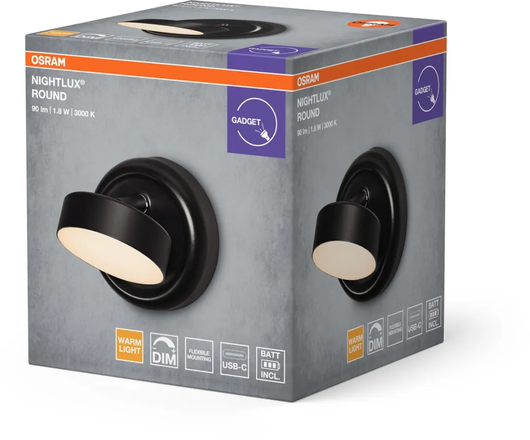 Osram Nightlux Round 830 DIM USB Nachtlamp - Zwart