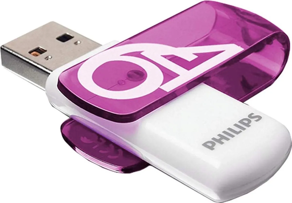 Philips Vivid USB Stick 64GB - Paars/Wit