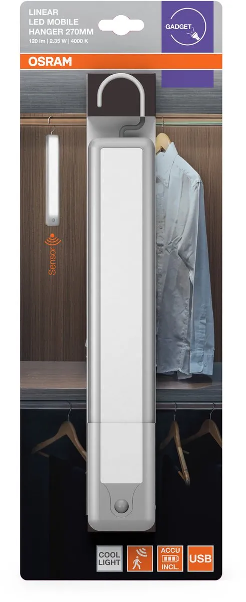 Osram Lineaire LED Hanglamp 270mm 2.35W 120lm - USB-C Bewegingsensor Wit
