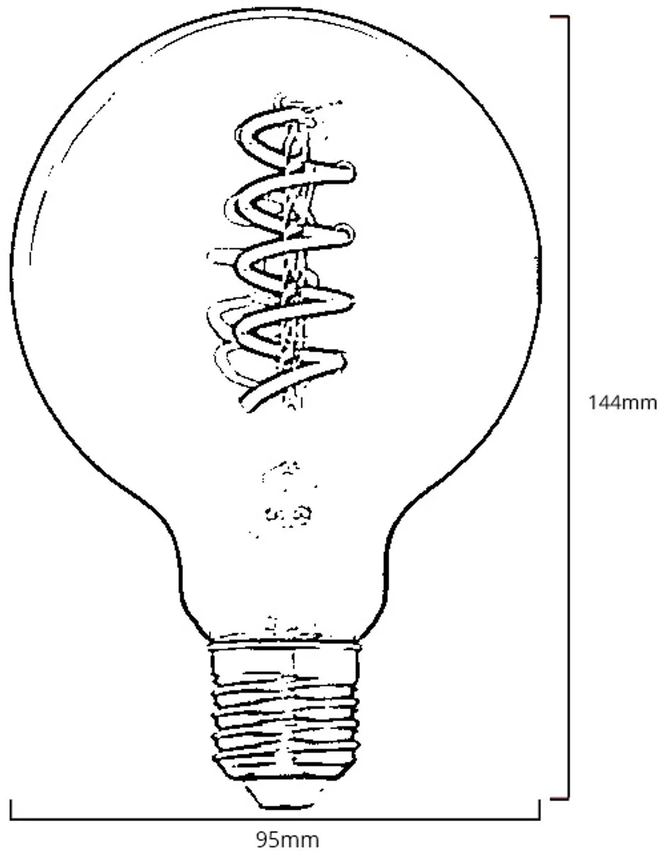 Lybardo DeepBlack E27 LED Globe 95mm - 4W 1800K Rookglas