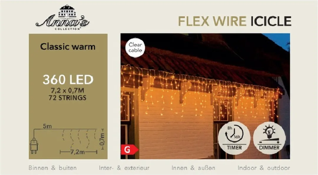 Anna's Collection IJspegelverlichting 360 LED - 720x70cm - Warm wit