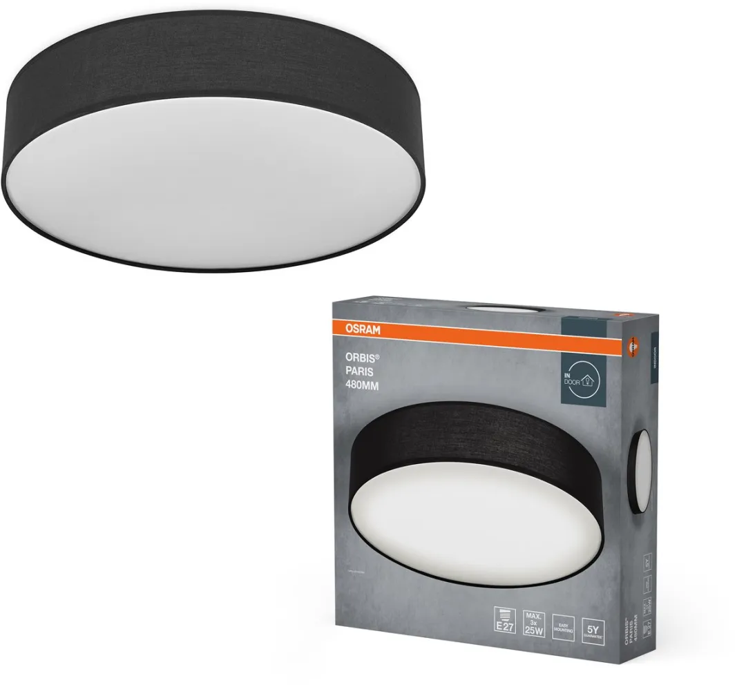 Osram Orbis Paris Plafondlamp 480mm - 3xE27 - Zwart