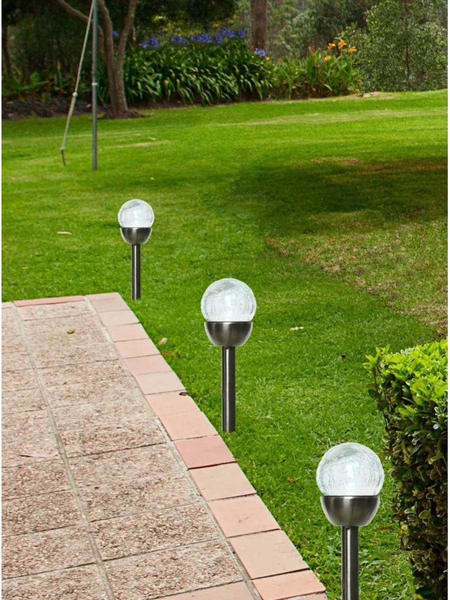 Lumineo Navi Solar LED RVS Bollen 18 Stuks - 24cm - Zilver