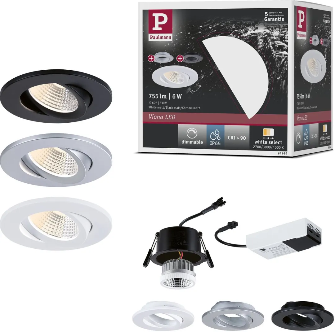 Paulmann LED-inbouwlamp Viona IP65 6W 520lm 2700-4000K