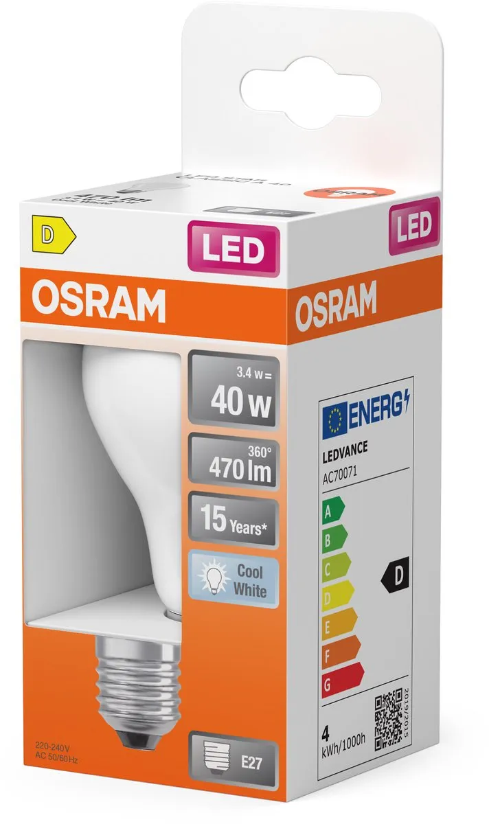 Osram LED-lamp Stervorm A40 Filament 3,4W - 470lm - 4000K - Mat