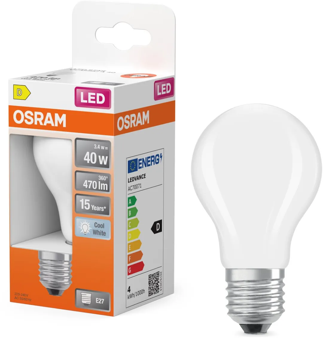 Osram LED-lamp Stervorm A40 Filament 3,4W - 470lm - 4000K - Mat