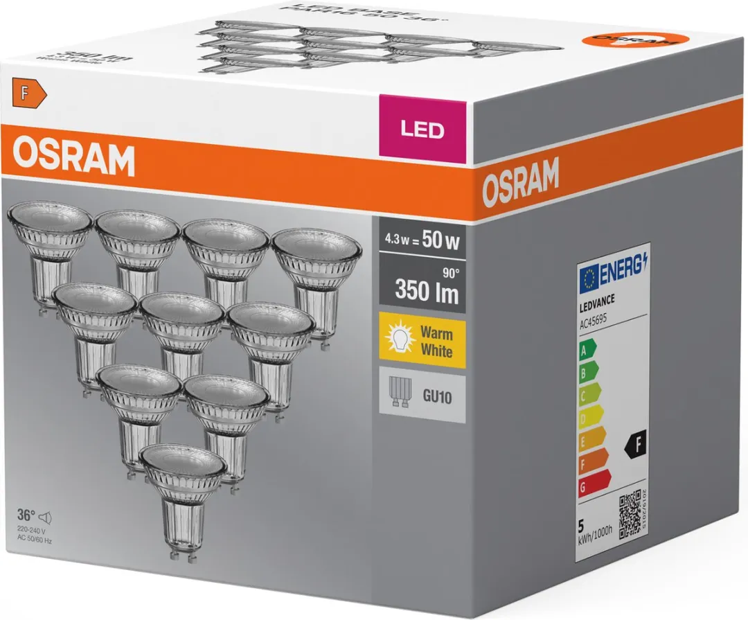 Osram LED Reflector GU10 4.3W Warmwit - 10 Stuks