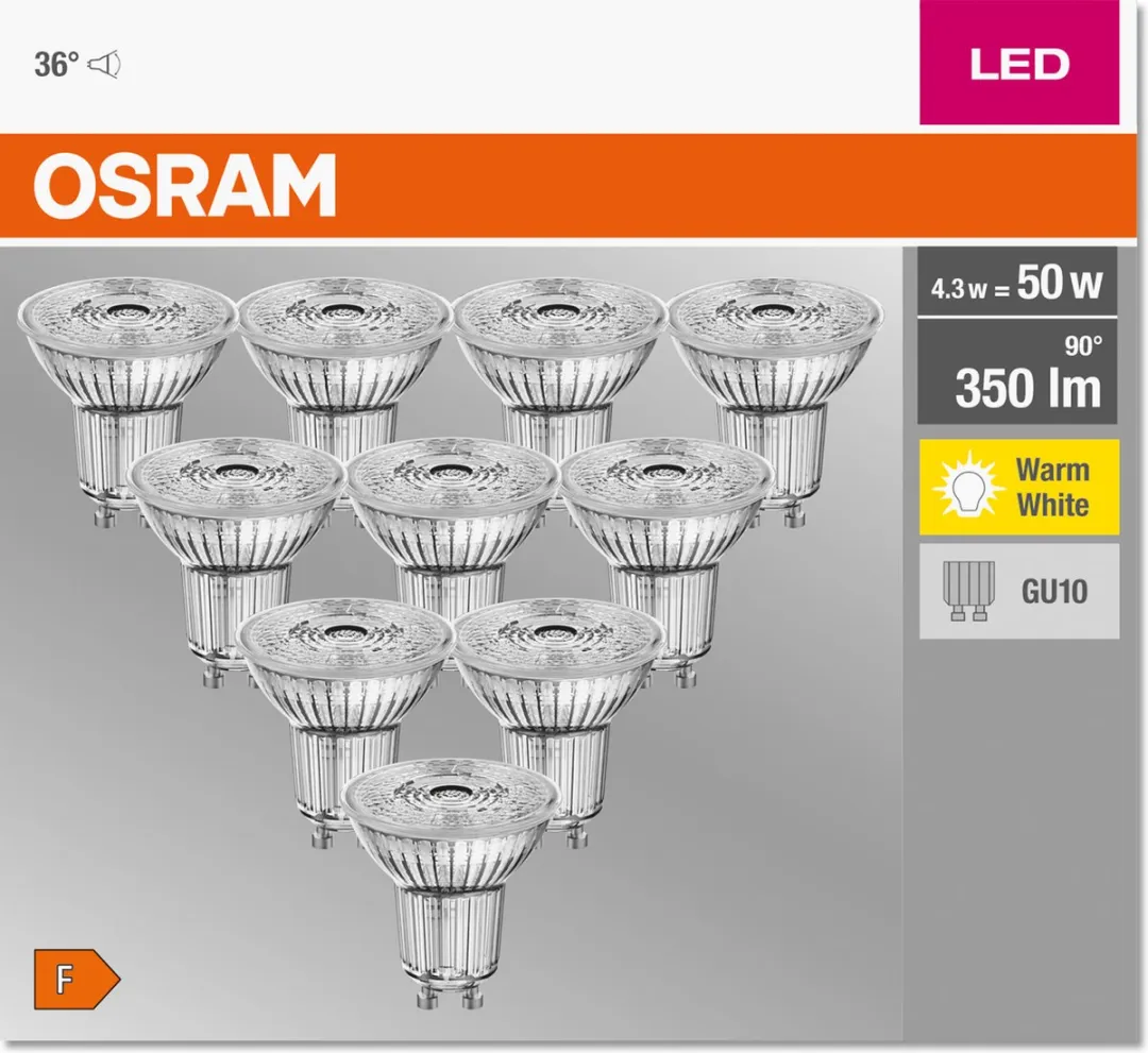 Osram LED Reflector GU10 4.3W Warmwit - 10 Stuks